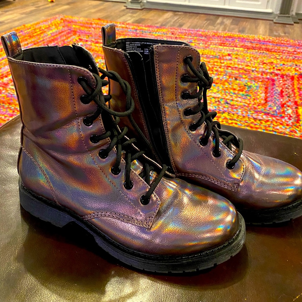 Iridescent Combat Boots